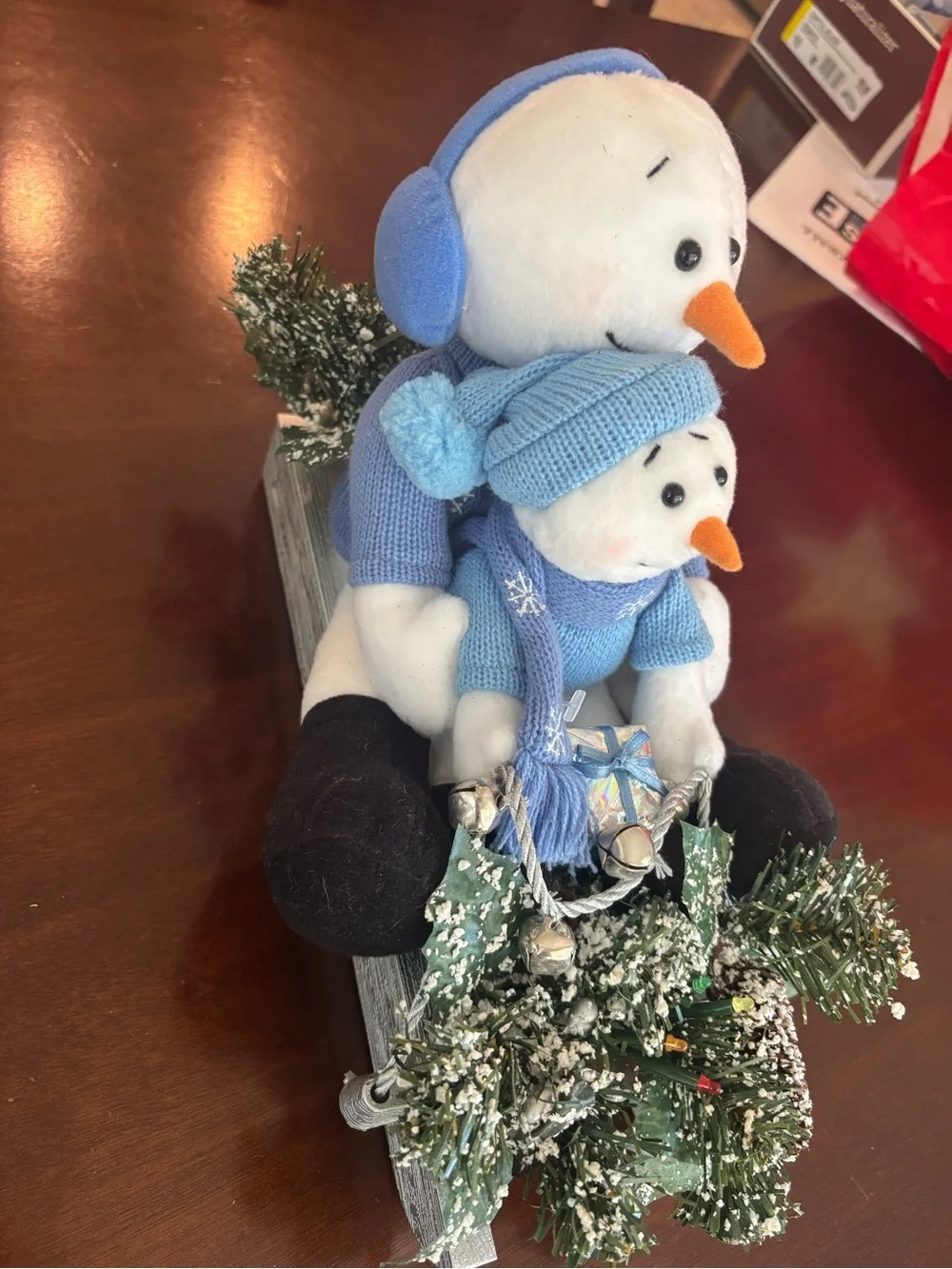 AVON A Magical Winter Sleigh Ride Snowman Christmas Musical Plush Figurine